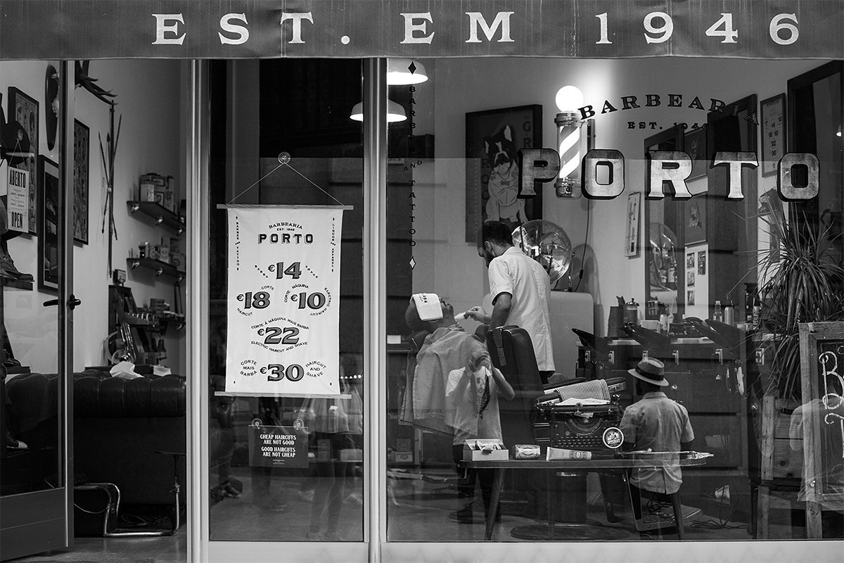Barbearia Porto理發店品牌形象  店面展示
