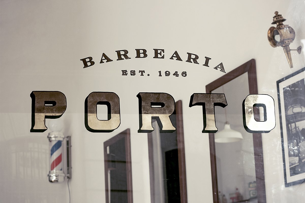 Barbearia Porto理發店品牌形象  標志設計